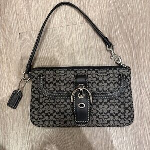 Coach Black and Gray Signature SoHo Buckle Wristlet